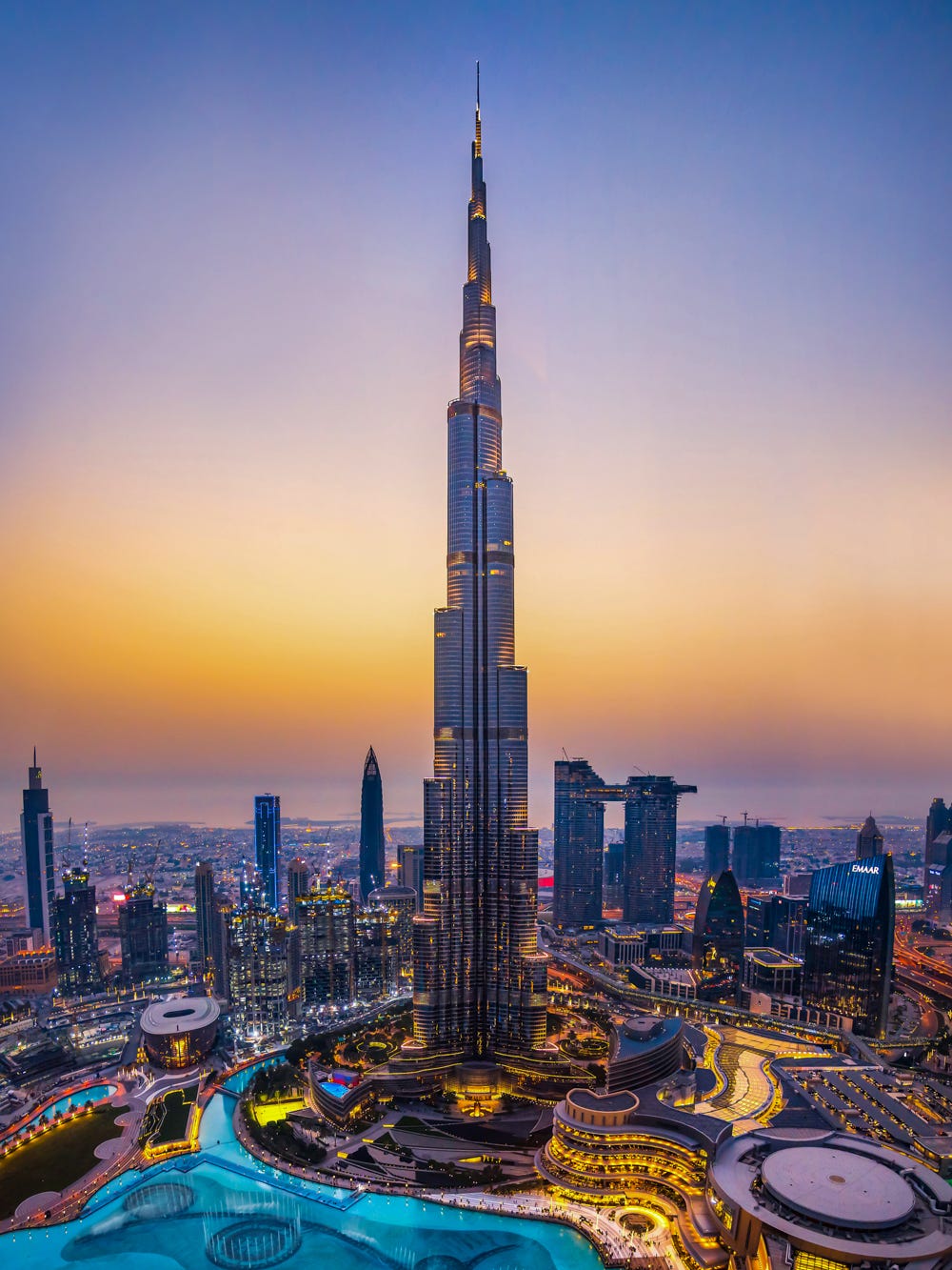 City skyline at dawn